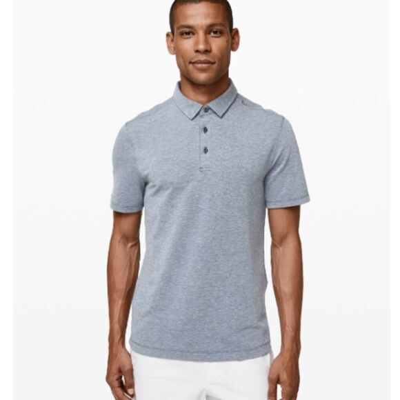 Lululemon Evolution Polo Heathered Navy Blue Men's Small - Picture 1 of 8